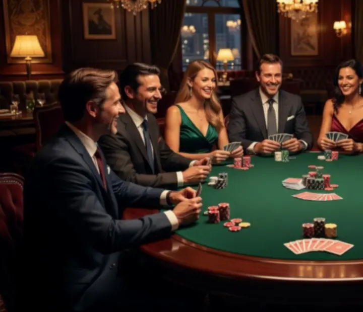 Pokerový stůl během společenského večera bez hazardu