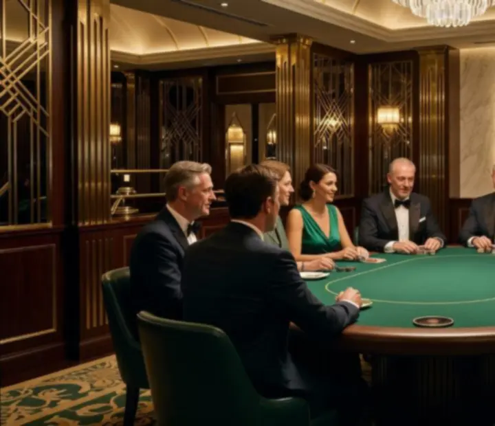 Elegantní pokerový večer v salonku Dum Chuti s nasvíceným stolem a kartami