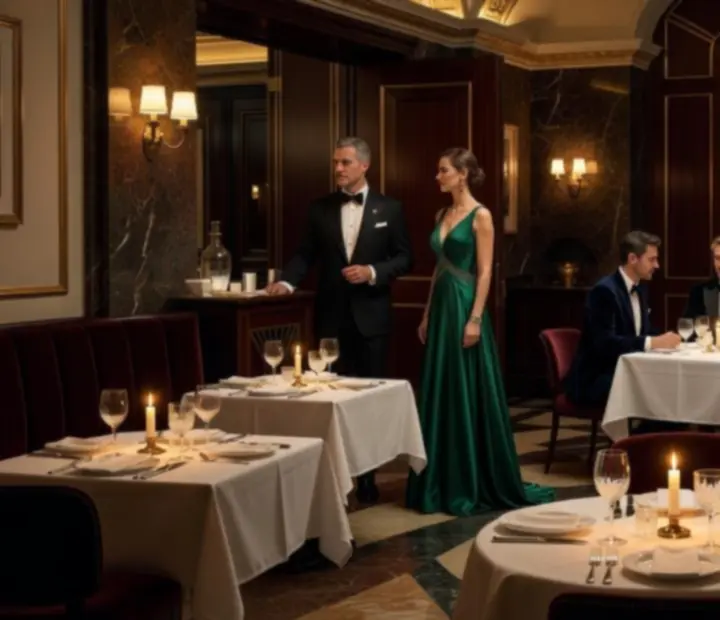 Večerní atmosféra restaurace Dum Chuti se svíčkami a noblesními kasino stoly