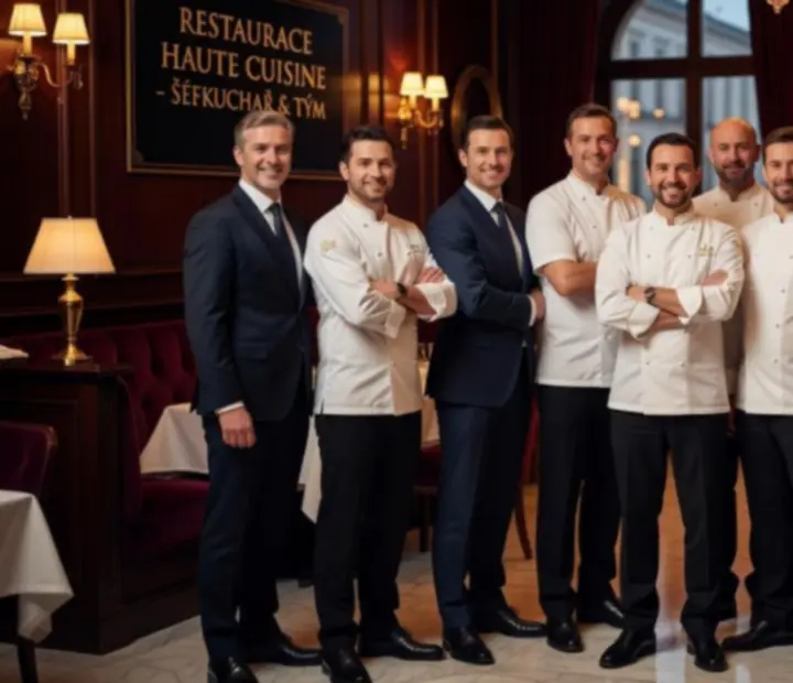 Tým restaurace Dum Chuti – šéfkuchař, sommeliér a personál v elegantním prostředí